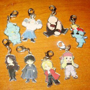 8 Vintage Fullmetal Alchemist Charms Zipper Pull 2004 FUN Rare Set Anime Merch